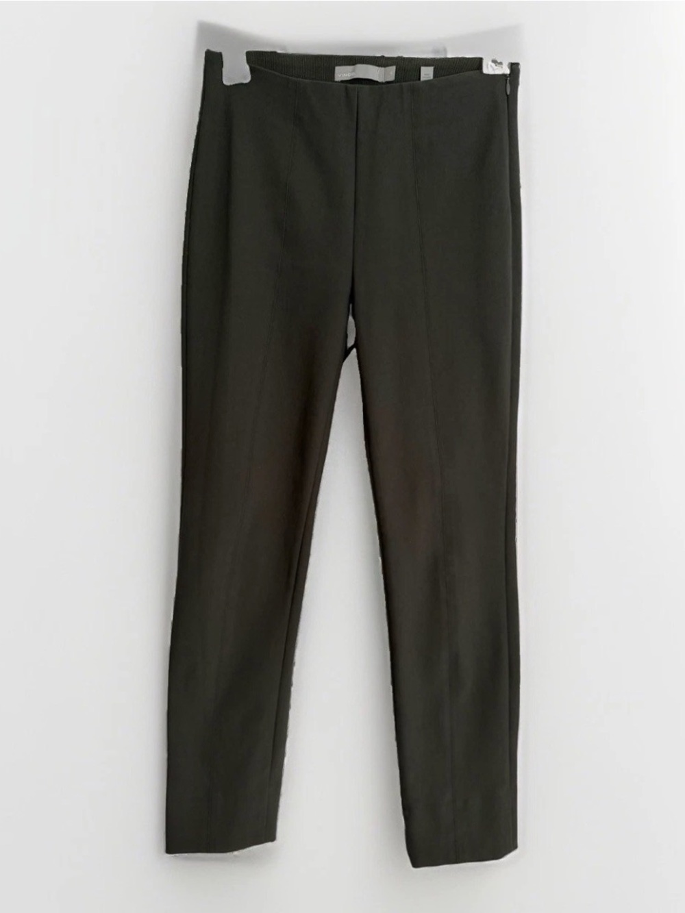 Vince Stitch Front Ponte Stretch Slim Ankle Pants Size XS Olive Green Careerwear
